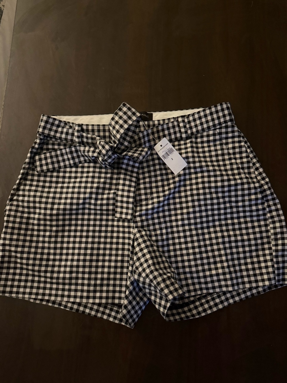 NWT Banana Republic Black & White Gingham Tie-Waist Shorts